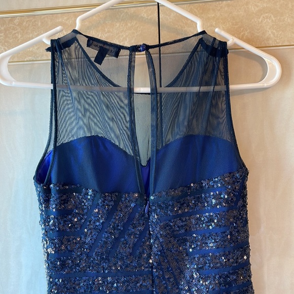 Blue Sequins Mesh Dress - Picture 7 of 11